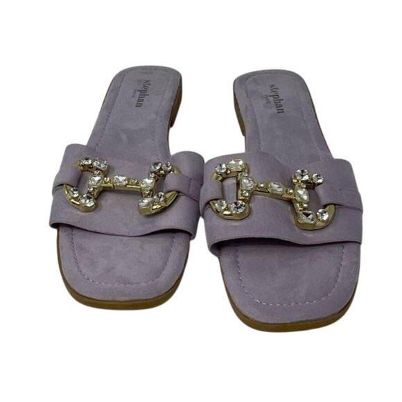 Stephan Paris Lilac Slides Size 9 – Bridal Brunch Summer Sandals New - Picture 6 of 6